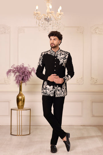 Bagh-e-Noor Black Bandhgala