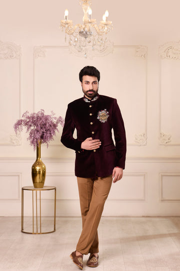Shehzaada Velvet Bandhgala