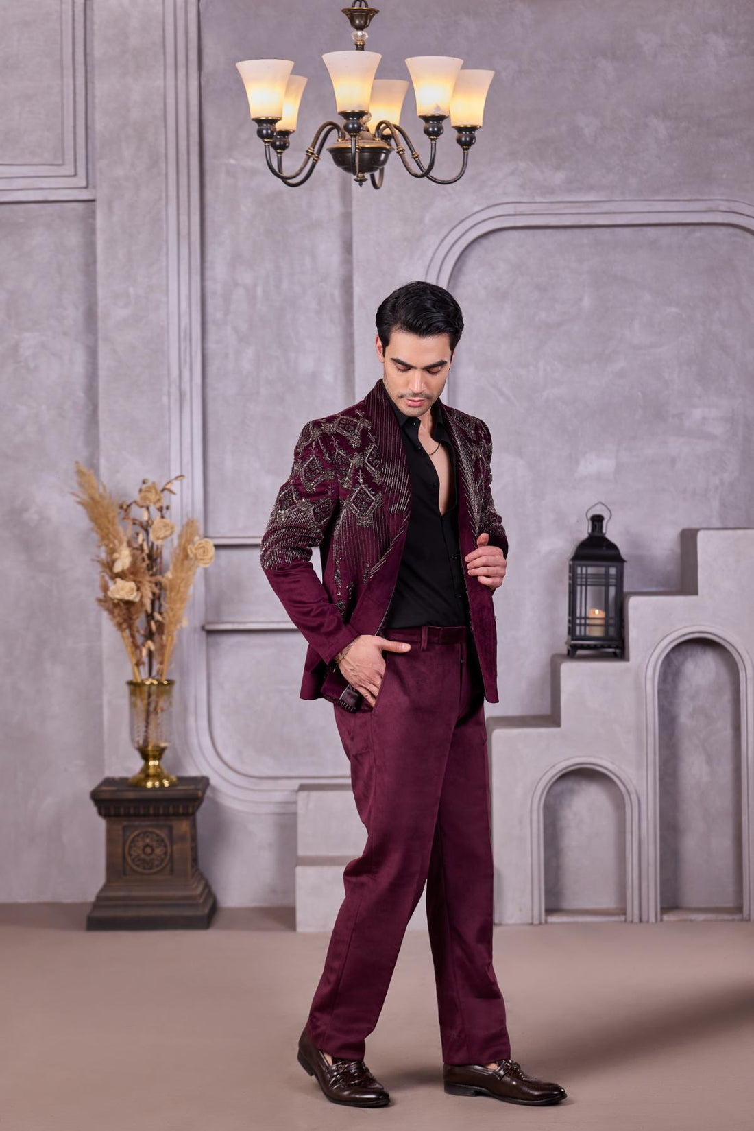 Crimson Dynasty Statement Suit