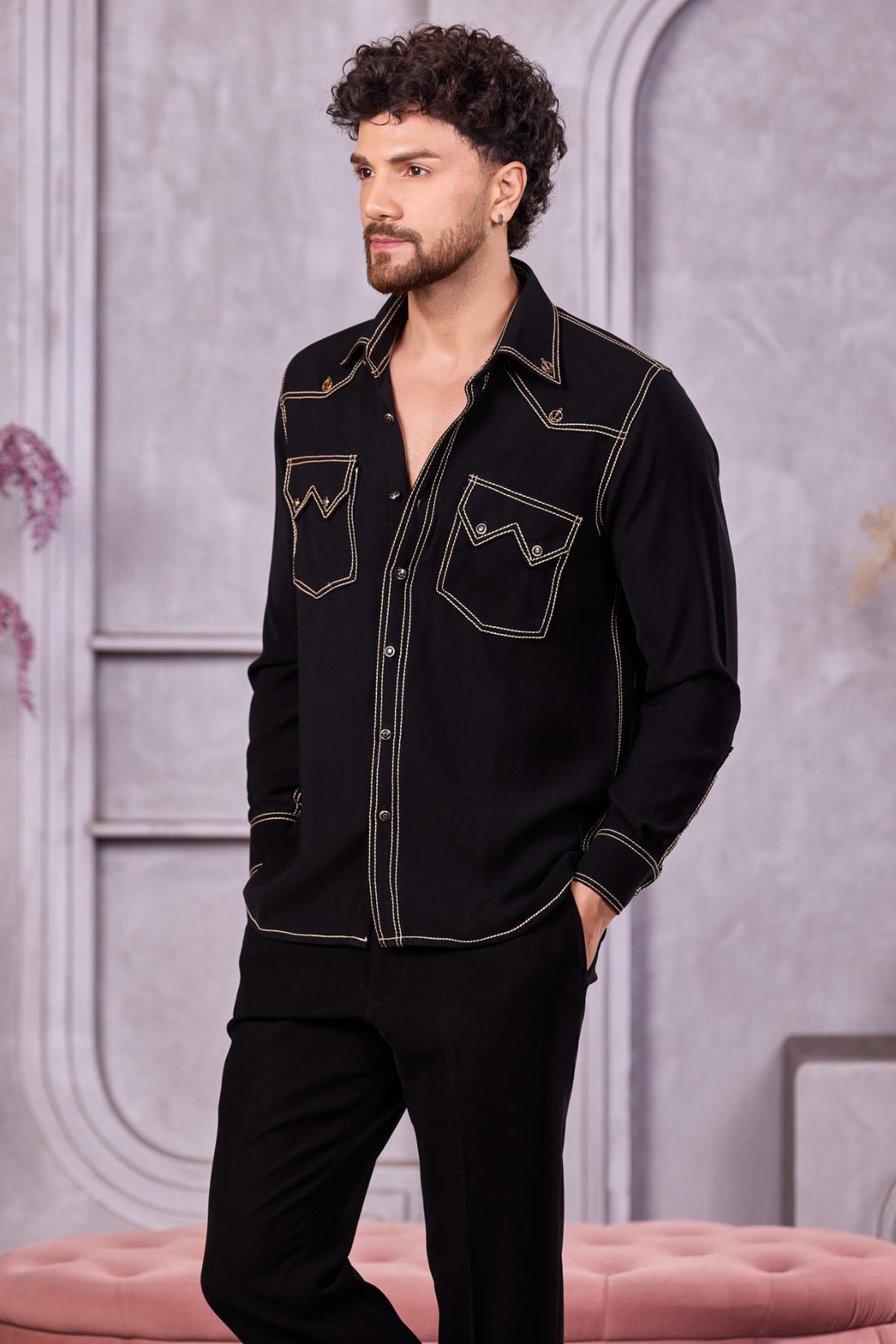 Velour Edge Black Shirt