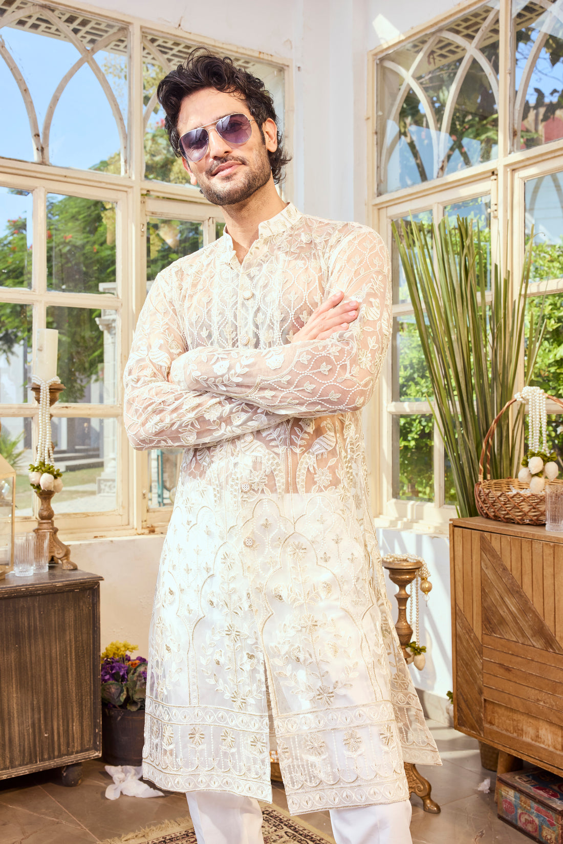 Ivory Gold Embroidered Kurta Set