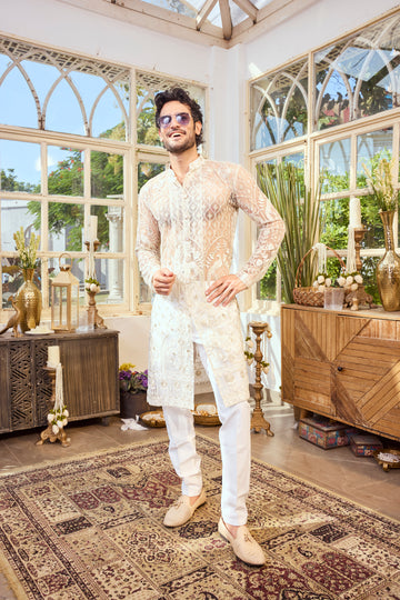 Ivory Gold Embroidered Kurta Set
