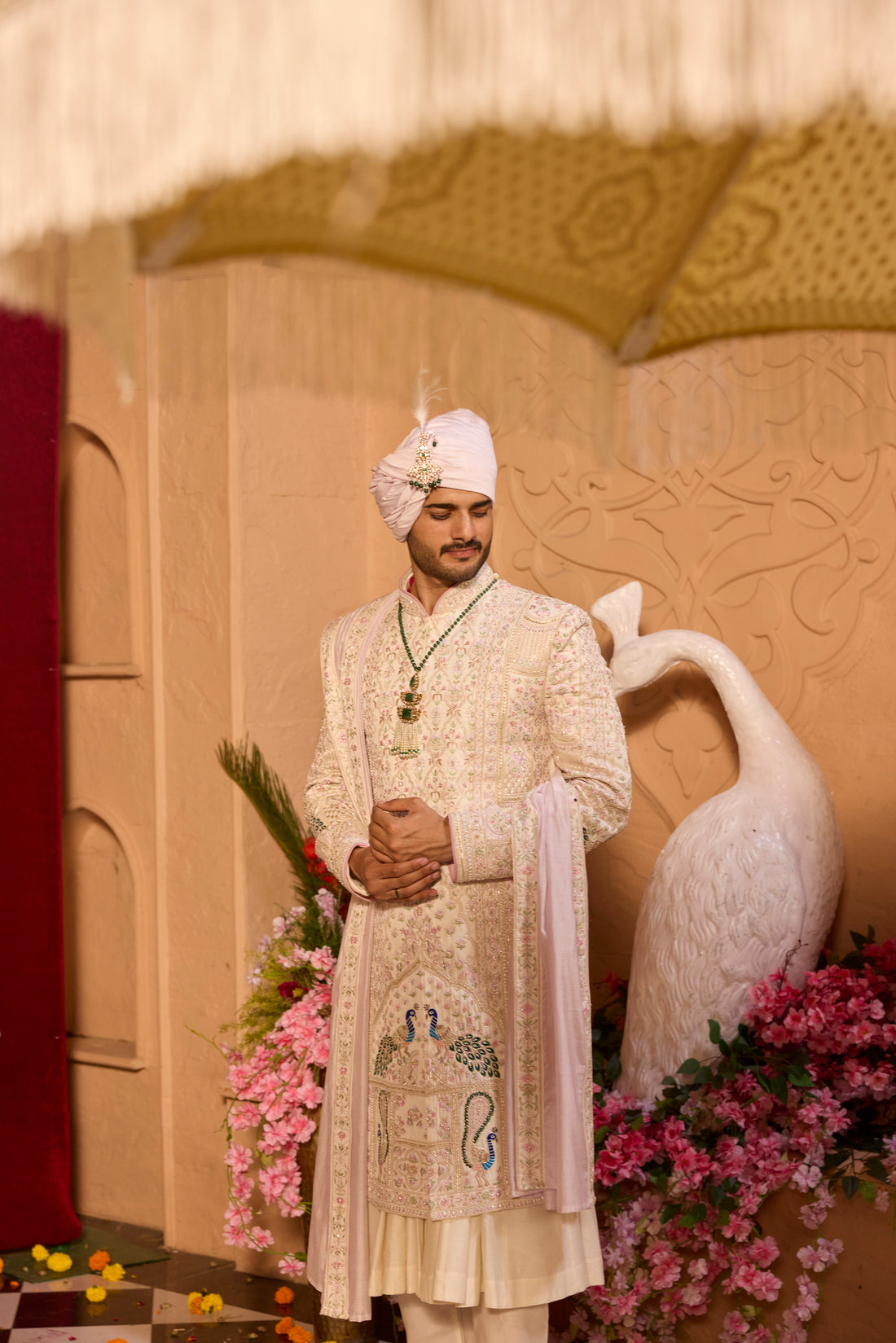 Ivory Pastel Embroidered Sherwani