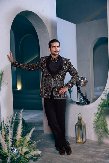 Black Gold Luxe Floral Suit