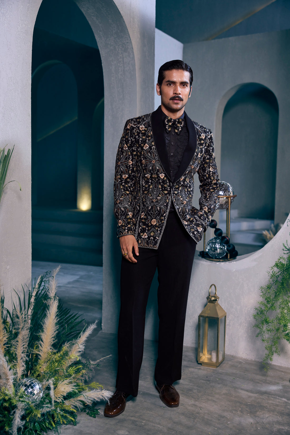 Black Gold Luxe Floral Suit