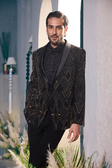 Black Gold Sequin Embroidered Suit